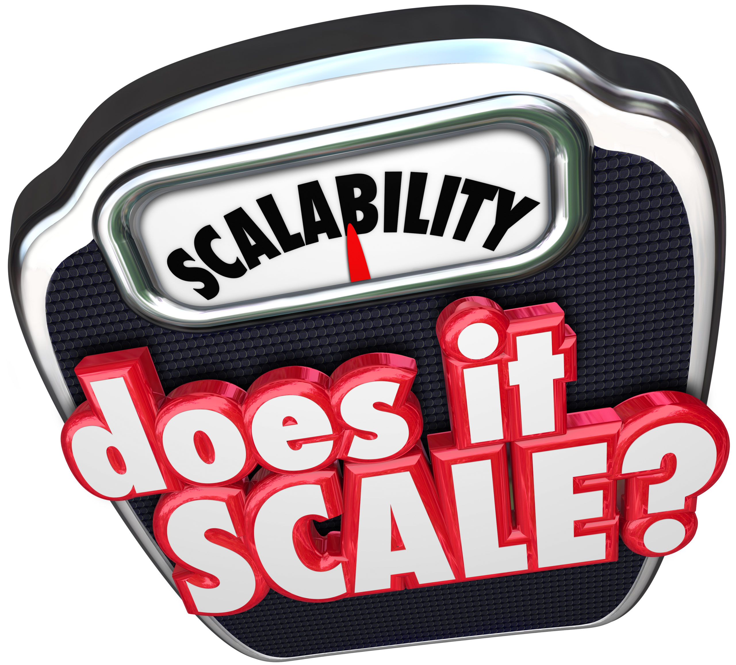Scalability 3d word and Does It Scale question asking if your business model can increase and size up to serve more customers and accounts